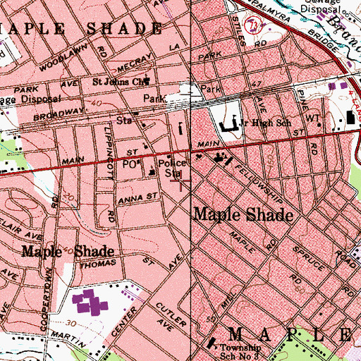 Topographic Map of Maple Shade First Aid Squad, NJ