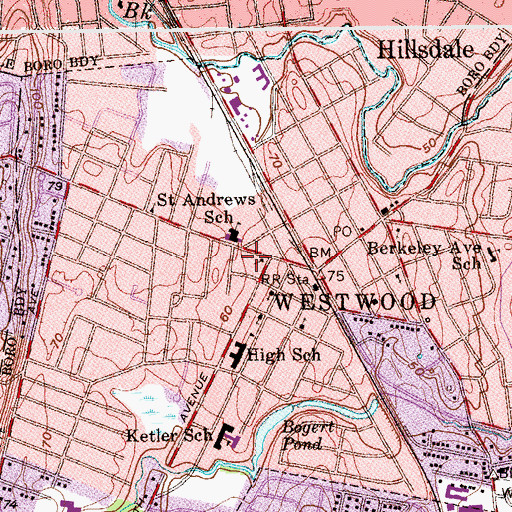 Topographic Map of Westwood Volunteer Ambulance Corps, NJ