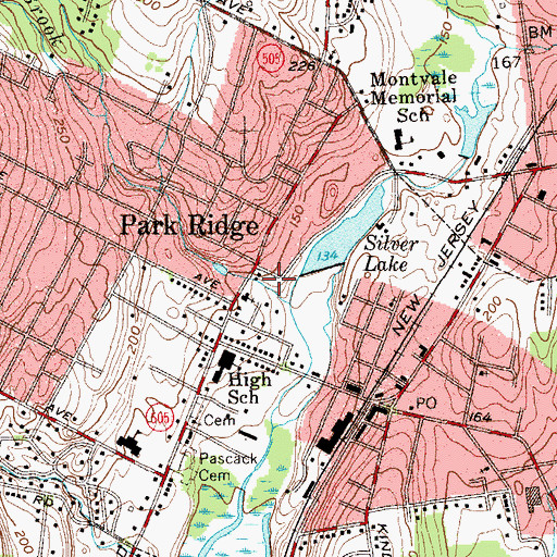 Topographic Map of Tri - Boro Volunteer Ambulance Corps, NJ