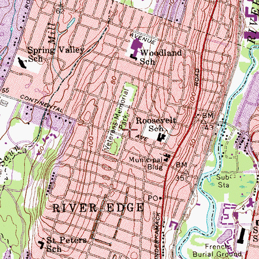 Topographic Map of River Edge Volunteer Ambulance Service, NJ