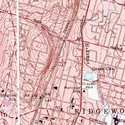 Topographic Map of Ridgewood Emergency Services, NJ