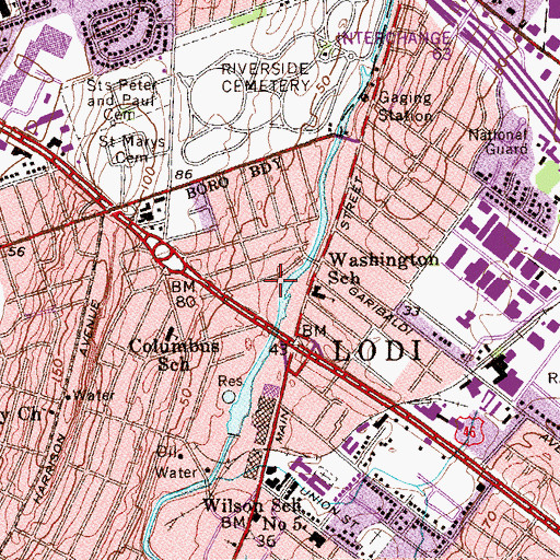 Topographic Map of Lodi Ambulance and Rescue Squad, NJ