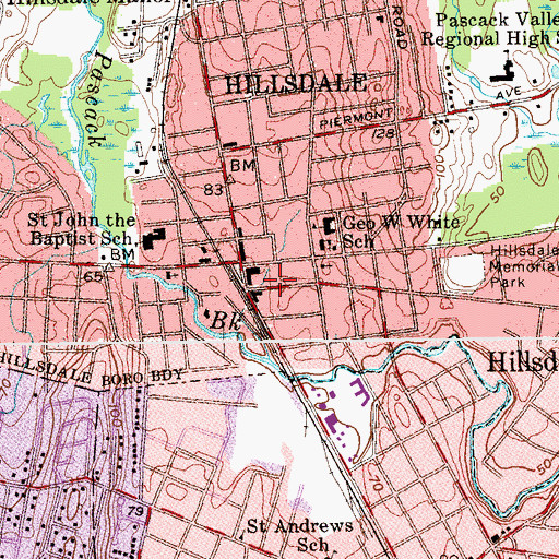 Topographic Map of Hillsdale Volunteer Ambulance Service, NJ