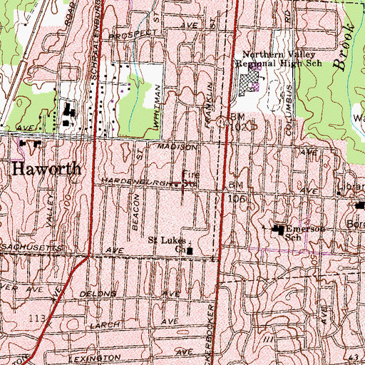 Topographic Map of Haworth Volunteer Ambulance Corps, NJ