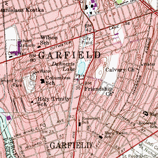 Topographic Map of Garfield Volunteer Ambulance Corps, NJ