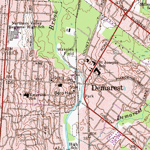 Topographic Map of Demarest Volunteer Ambulance Corps, NJ