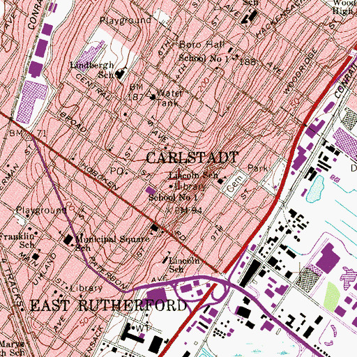Topographic Map of Carlstadt Ambulance Corps, NJ