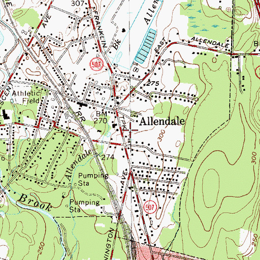 Topographic Map of Allendale Ambulance Corps, NJ