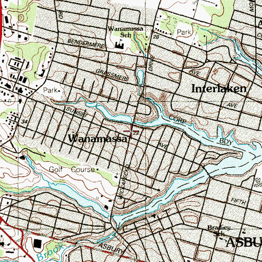 Topographic Map of Wanamassa First Aid Squad, NJ