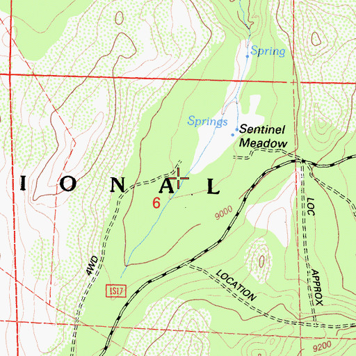 Topographic Map of Sentinel Meadow, CA