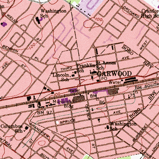 Topographic Map of Garwood First Aid Squad, NJ