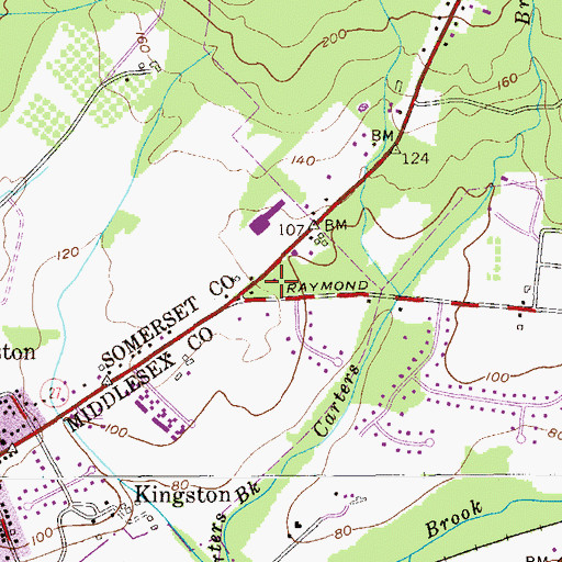 Topographic Map of Kingston First Aid and Rescue Squad, NJ