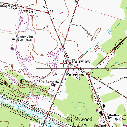 Topographic Map of Medford Township Emergency Management Service, NJ