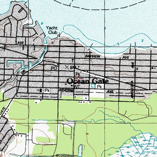 Topographic Map of Ocean Gate First Aid Squad, NJ