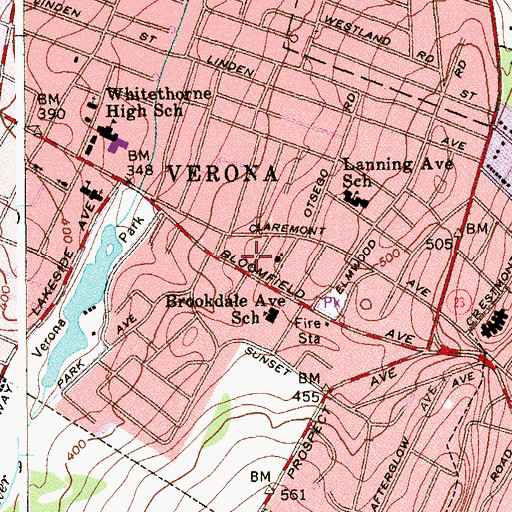 Topographic Map of Verona Rescue Squad, NJ