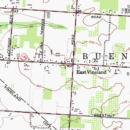 Topographic Map of Buena Vista Township Emergency Medical Services, NJ
