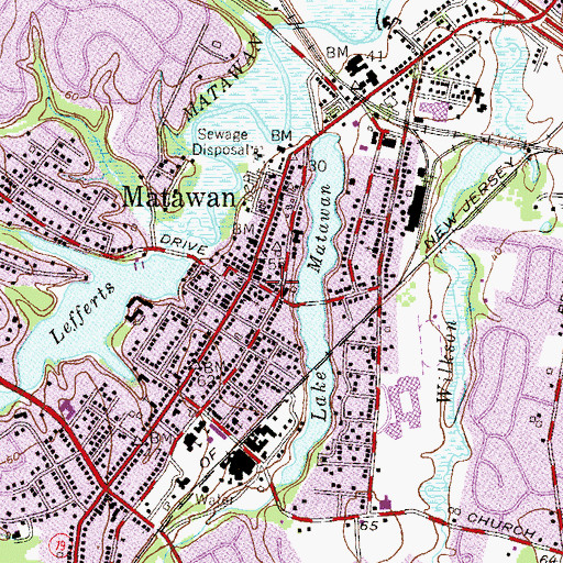 Topographic Map of Matawan First Aid and Rescue Squad, NJ