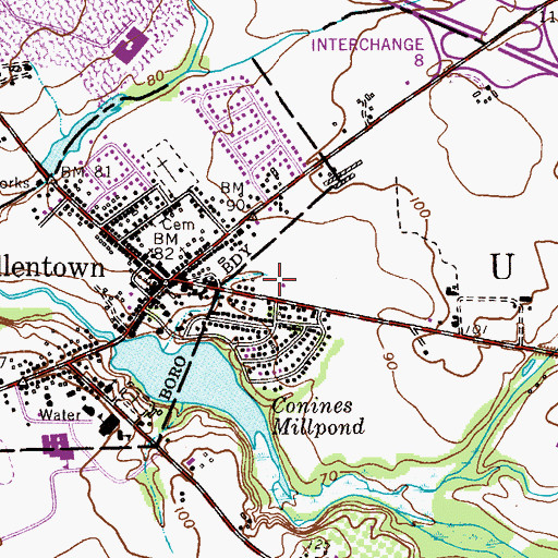 Topographic Map of Allentown First Aid Squad, NJ