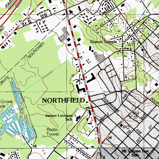 Topographic Map of Northfield Rescue Squad, NJ