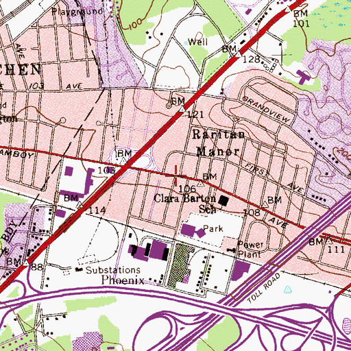 Topographic Map of Clara Barton First Aid Squad, NJ