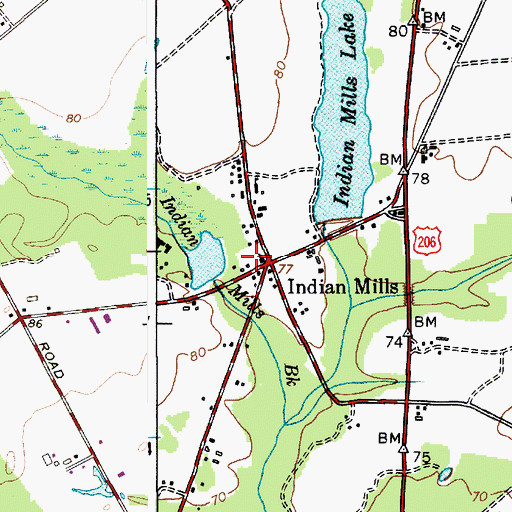 Topographic Map of Shamong Emergency Medical Services, NJ