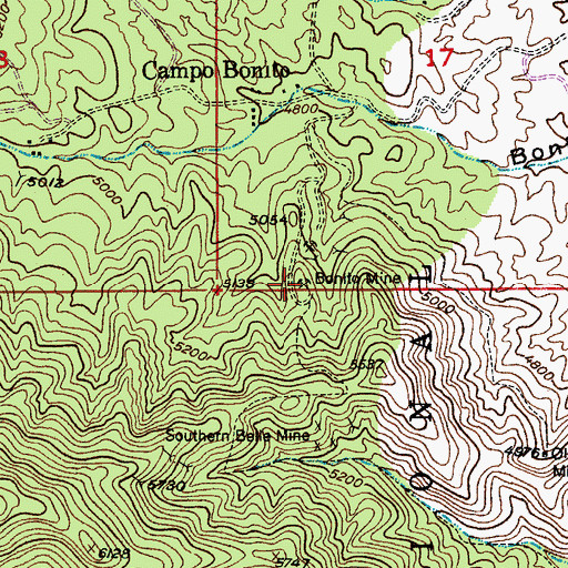 Topographic Map of Bonito Mine, AZ