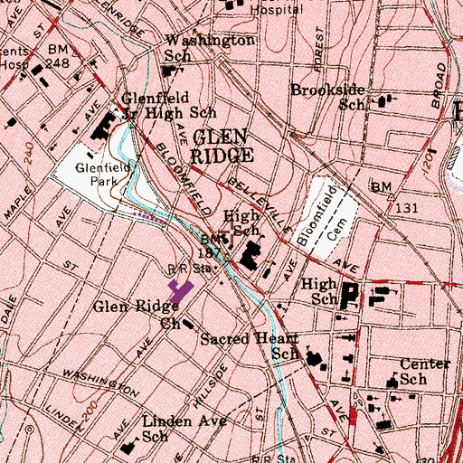 Topographic Map of Glen Ridge Ambulance Squad, NJ