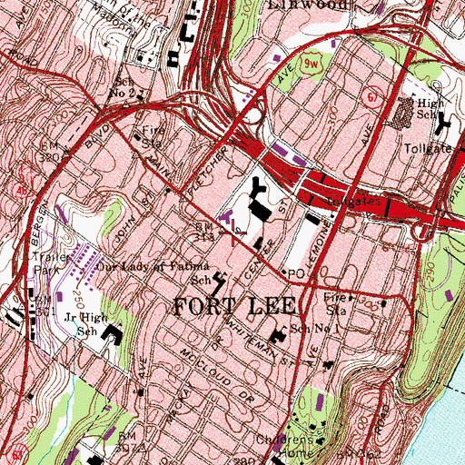 Topographic Map of Fort Lee Ambulance Corps, NJ