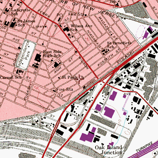Topographic Map of Ironbound Ambulance Squad, NJ