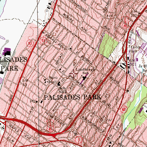 Topographic Map of Palisades Park Emergency Medical Services, NJ