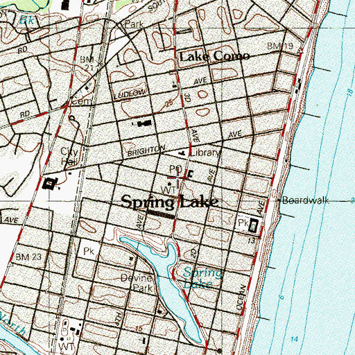 Topographic Map of Spring Lake First Aid and Emergency Squad, NJ