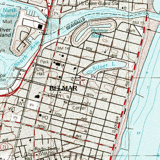 Topographic Map of Belmar First Aid Squad, NJ