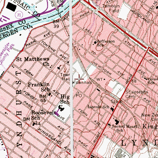 Topographic Map of Lyndhurst Police Emergency Squad, NJ