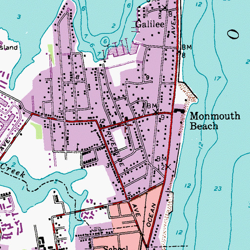 Topographic Map of Monmouth Beach Emergency Medical Squad, NJ