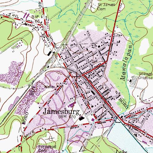 Topographic Map of Jamesburg First Aid Squad, NJ