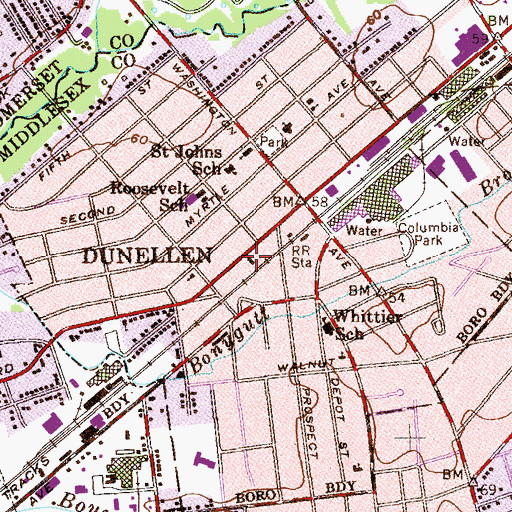 Topographic Map of Dunellen First Aid and Rescue Squad, NJ