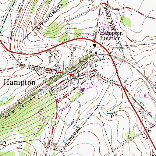 Topographic Map of Hampton Emergency Squad, NJ