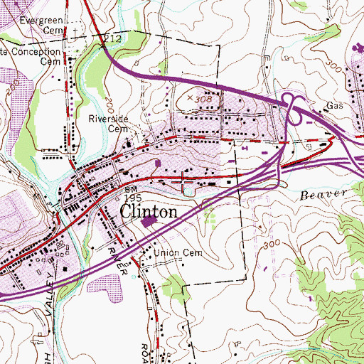 Topographic Map of Clinton First Aid and Rescue Squad Station 45, NJ
