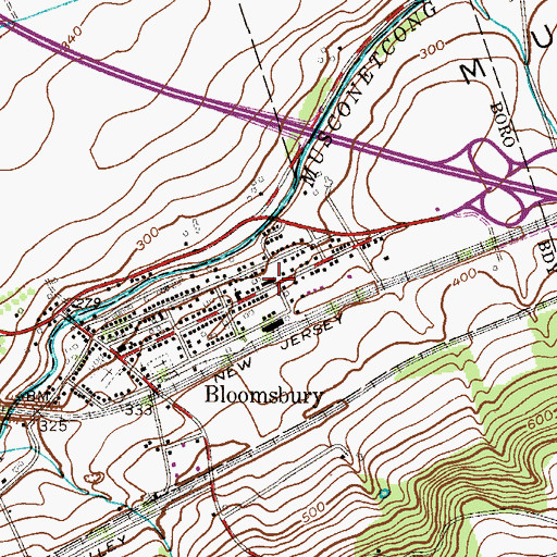 Topographic Map of Bloomsbury Rescue Squad, NJ