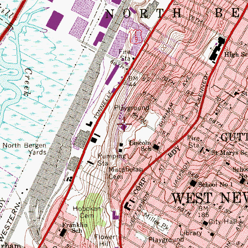 Topographic Map of North Bergen Emergency Medical Services, NJ