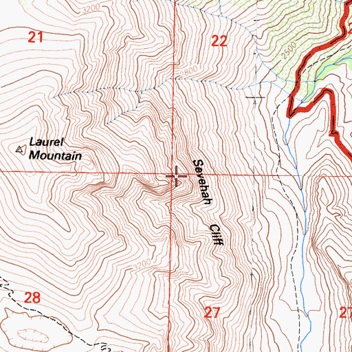 Topographic Map of Sevehah Cliff, CA