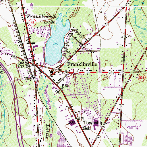 Topographic Map of Township of Franklin Ambulance Corps, NJ