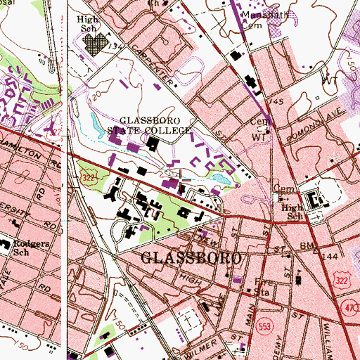 Topographic Map of Rowan University Emergency Medical Services, NJ