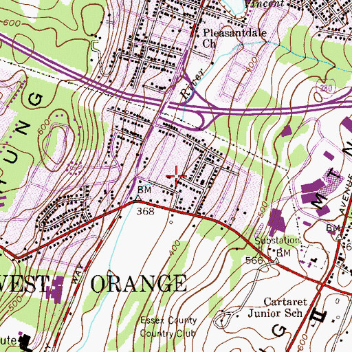 Topographic Map of West Orange First Aid Squad, NJ