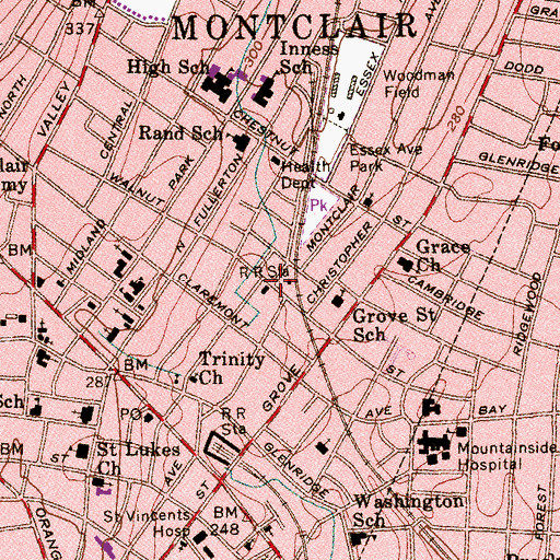 Topographic Map of Montclair Volunteer Ambulance Unit, NJ