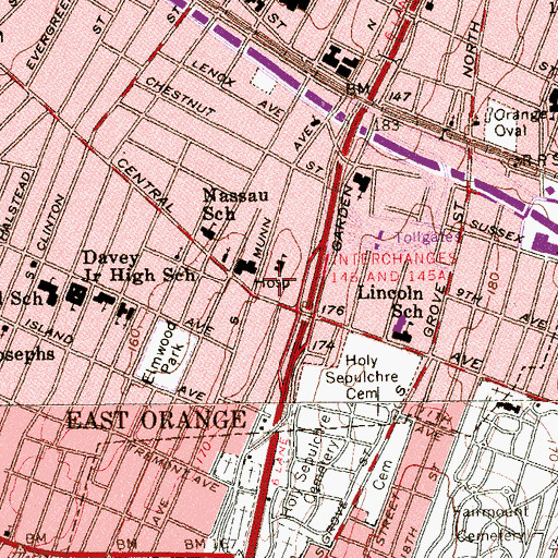 Topographic Map of Essex Valley Medical Transportation Services, NJ