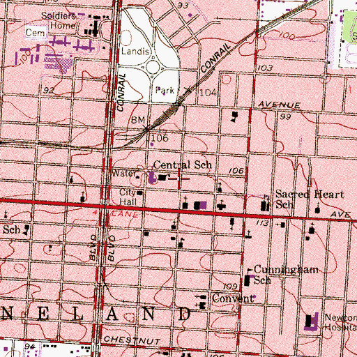 Topographic Map of Vineland Emergency Medical Services Station 2, NJ