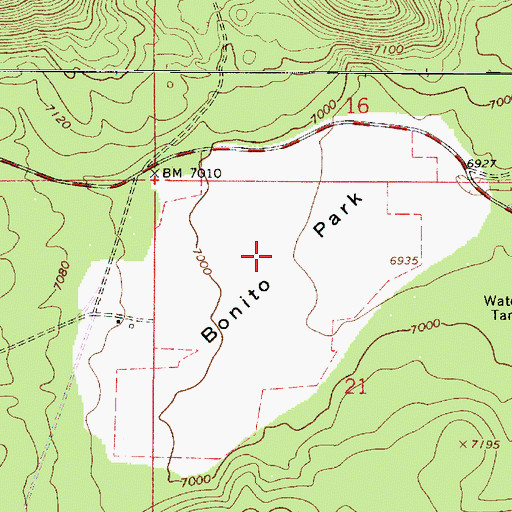 Topographic Map of Bonito Park, AZ