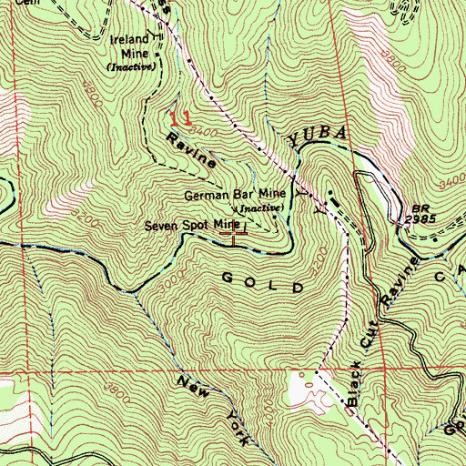 Topographic Map of Seven Spot Mine, CA