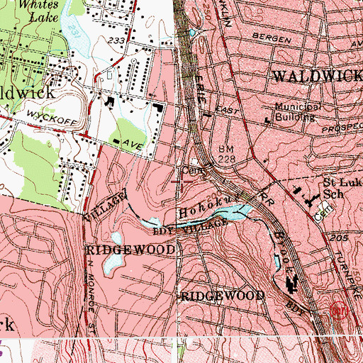 Topographic Map of Waldwick Volunteer Ambulance Service, NJ